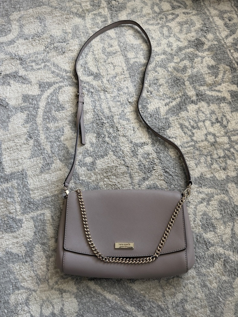 Kate Spade Gray Chain-Accent Crossbody Bag